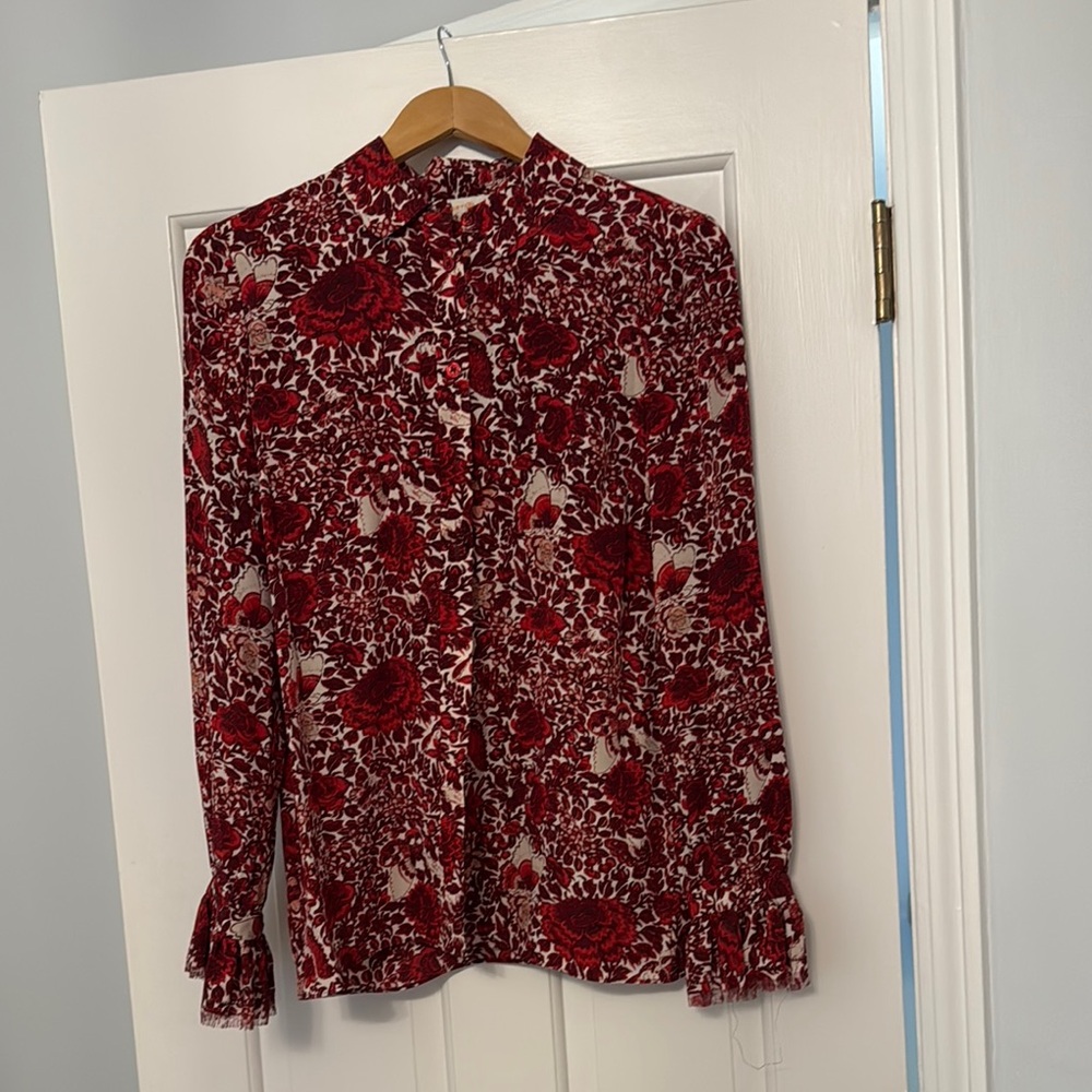 NWOT Tory Burch Floral Button-Up Blouse, 4